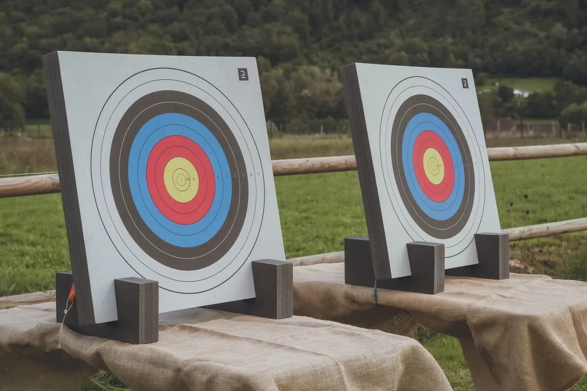 Target panels set up for a group shooting activity outdoors