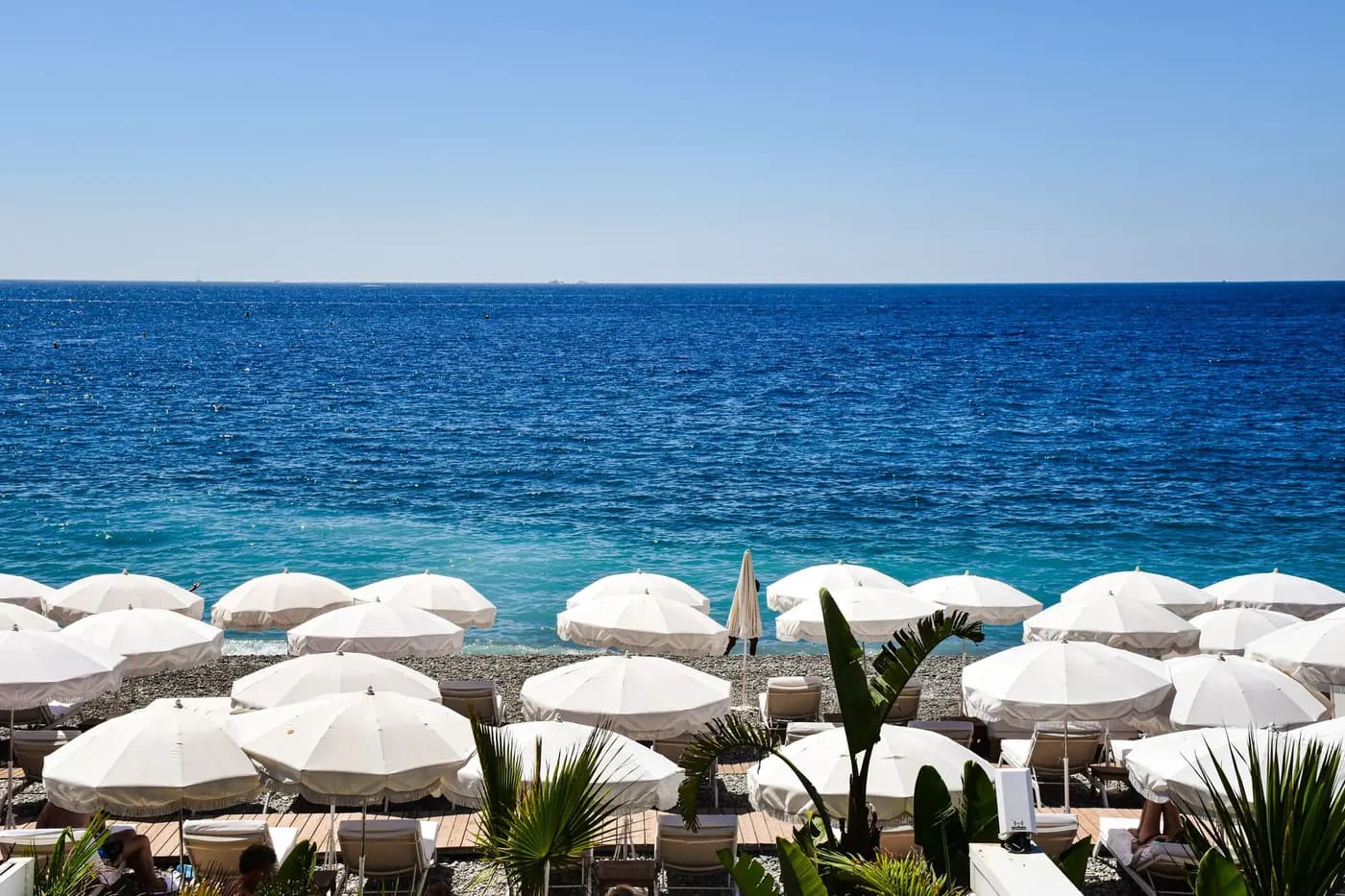 Private beach evening in Cannes