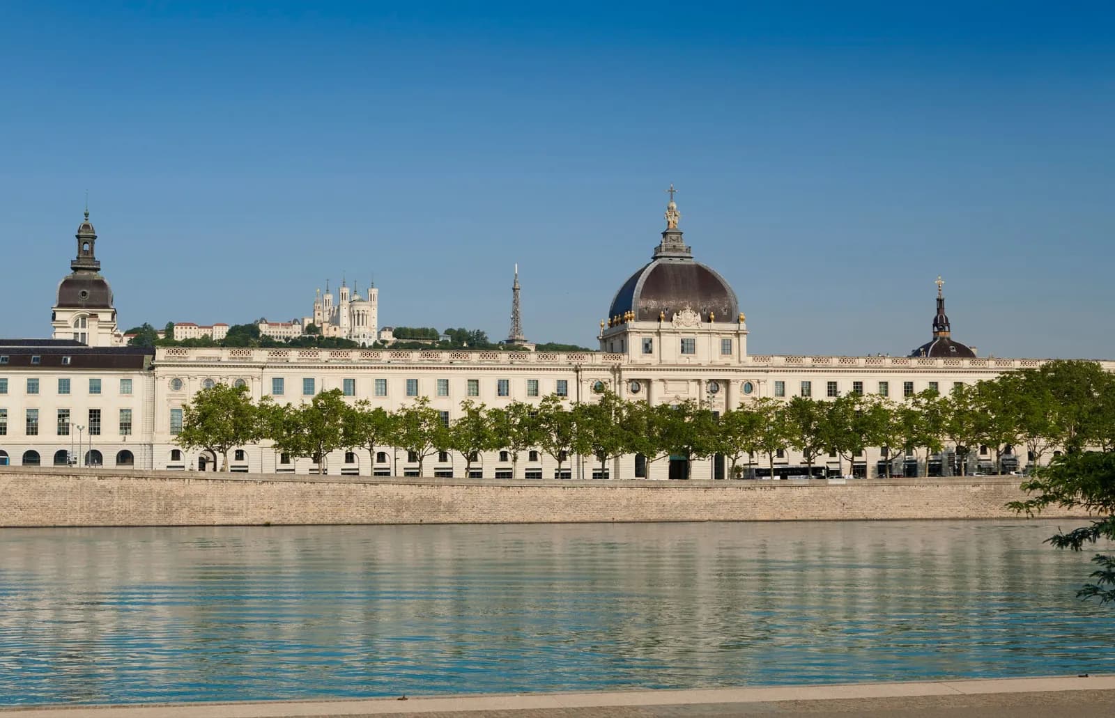 InterContinental Lyon Hôtel-Dieu, a former 18th-century hospital facade on the banks of the Rhône in Lyon