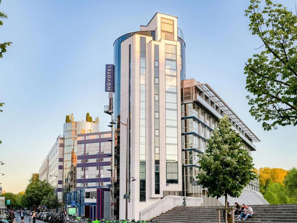 Exterior of the Novotel Paris Centre Bercy hotel tower and facade in the 12th arrondissement