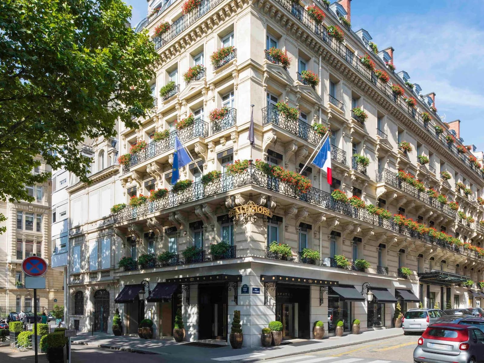 Facade of Sofitel Paris Baltimore Tour Eiffel on avenue Kléber, a Haussmann-style building in Paris 16e